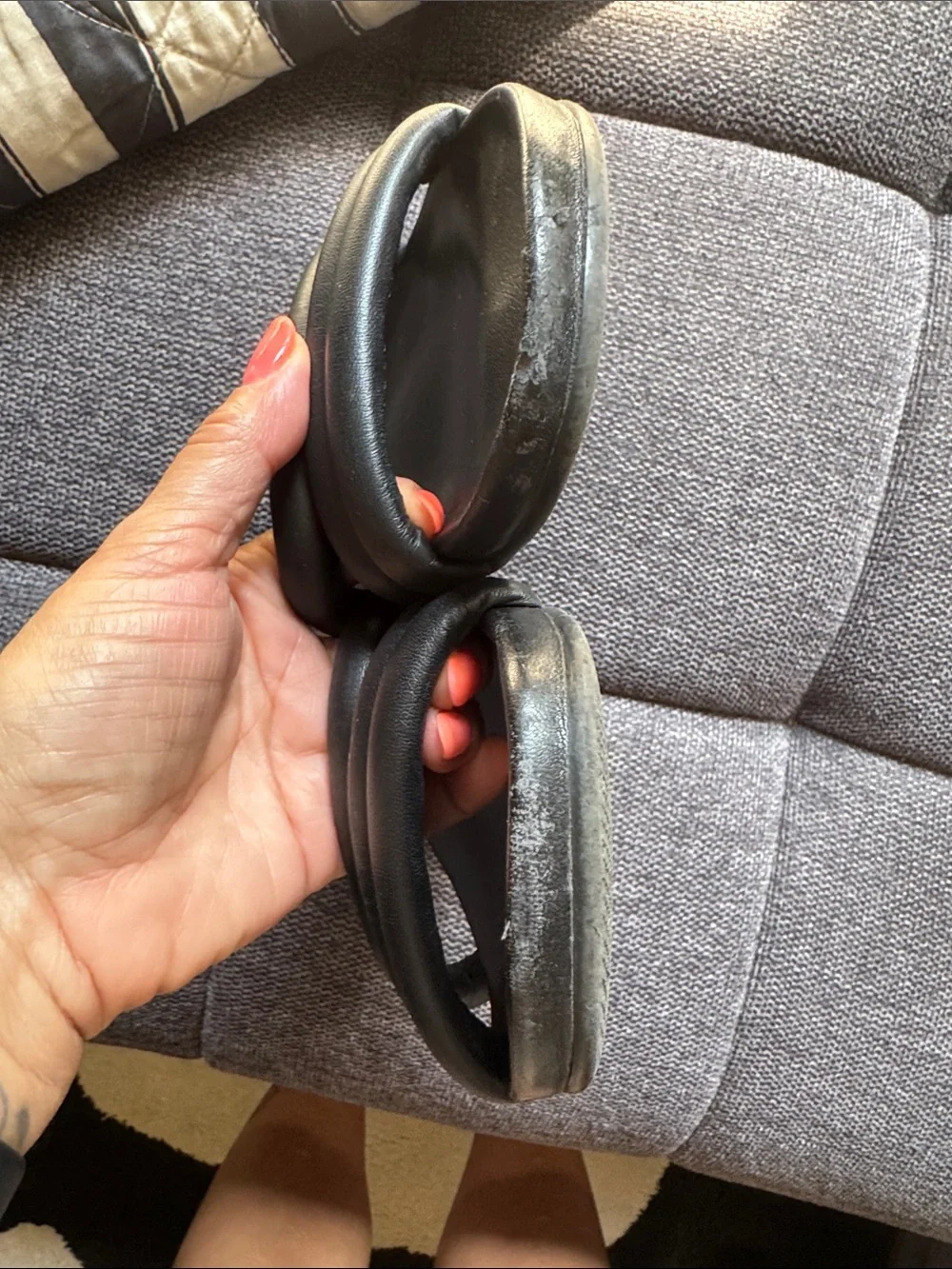 Everlane Black Triple-Strap Italian Form Padded Slide Sandals sz6